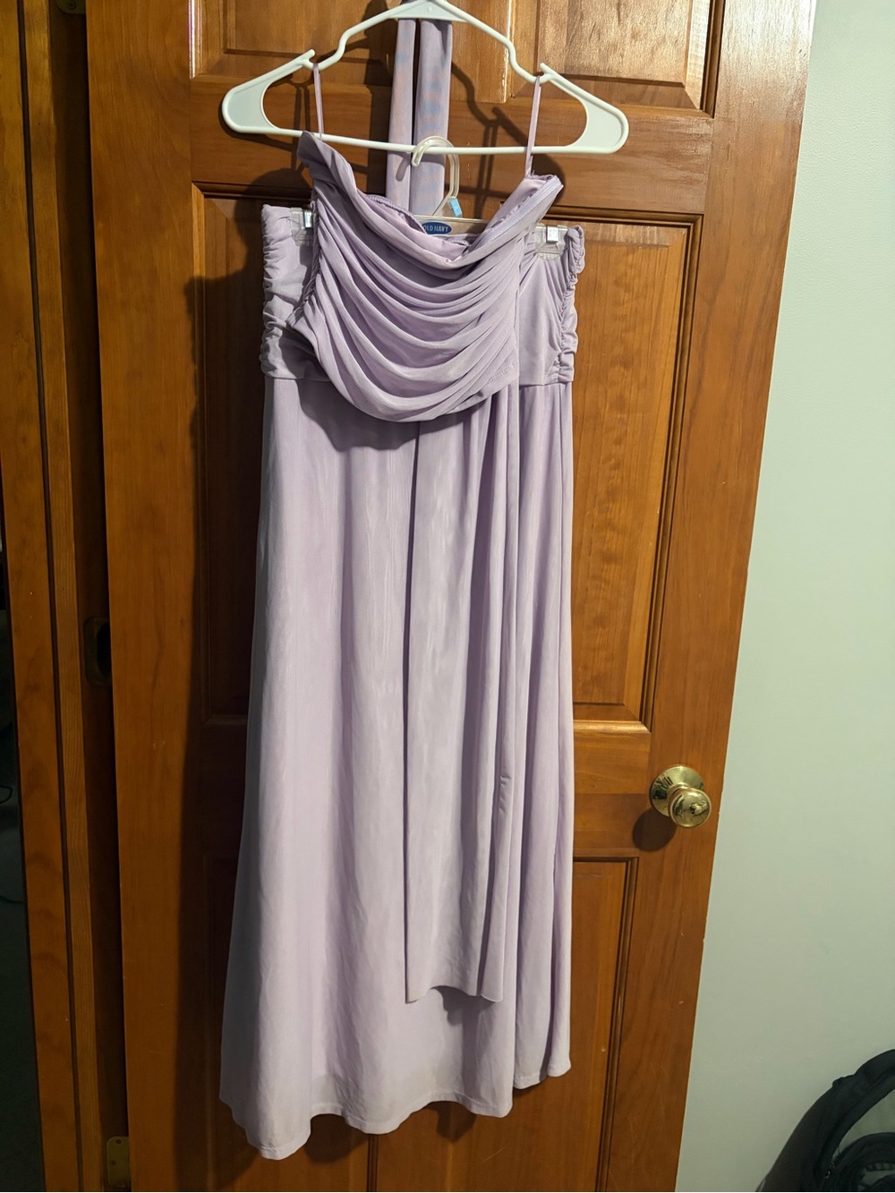 Lavender Draped Strapless Evening Dress